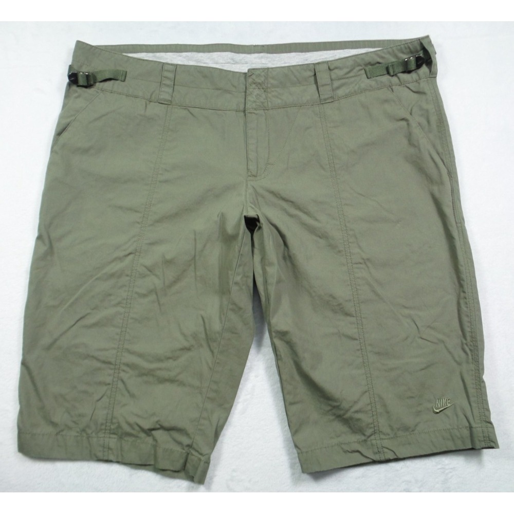 Nike Sportswear Shorts Womens Size XL (16-18) Green Belted Cargo Mid Rise